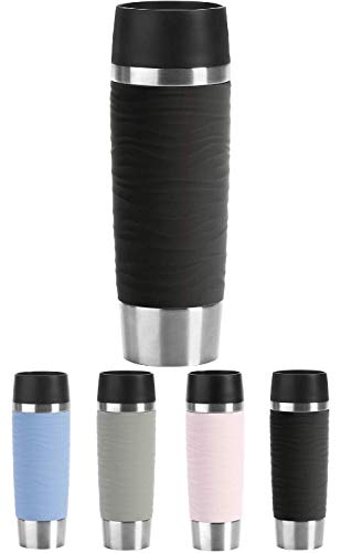 Emsa Travel Mug Waves Grande Isolierbecher N20119 | 0,5 | bis zu 6h heiß und 12h kalt, 100% dichter Thermobecher | 360°-Trinköffnung | Quick-Press-Verschluss | Schwarz im Sale